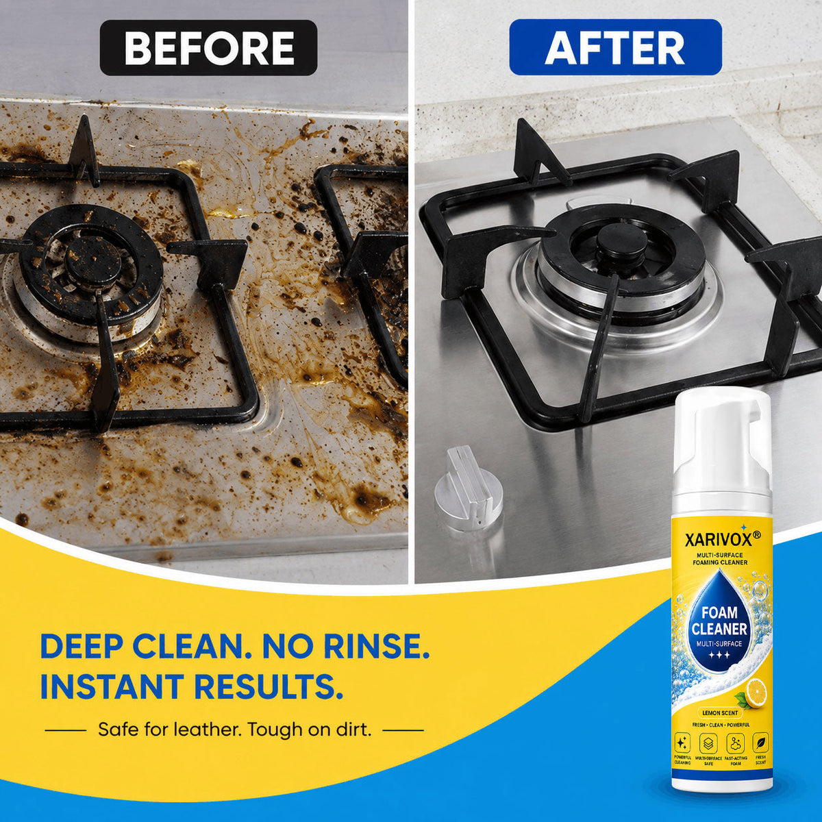 Foam No-Rinse Cleaner — One Foam, More Surfaces for Tough Stains, Sofas, Carpets, Upholstery & Car Interiors
