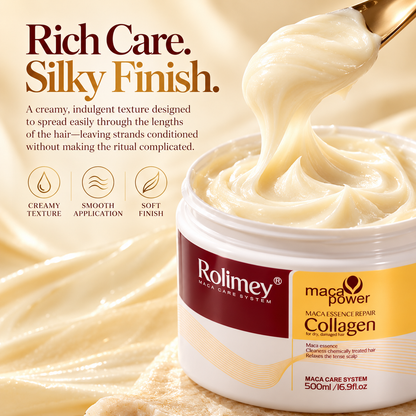 🔥Official Brand Shop |🧴Rolimey® Maca Power Collagen Hair Mask – Deep Repair, Frizz Control & Shine for Dry, Damaged Hair