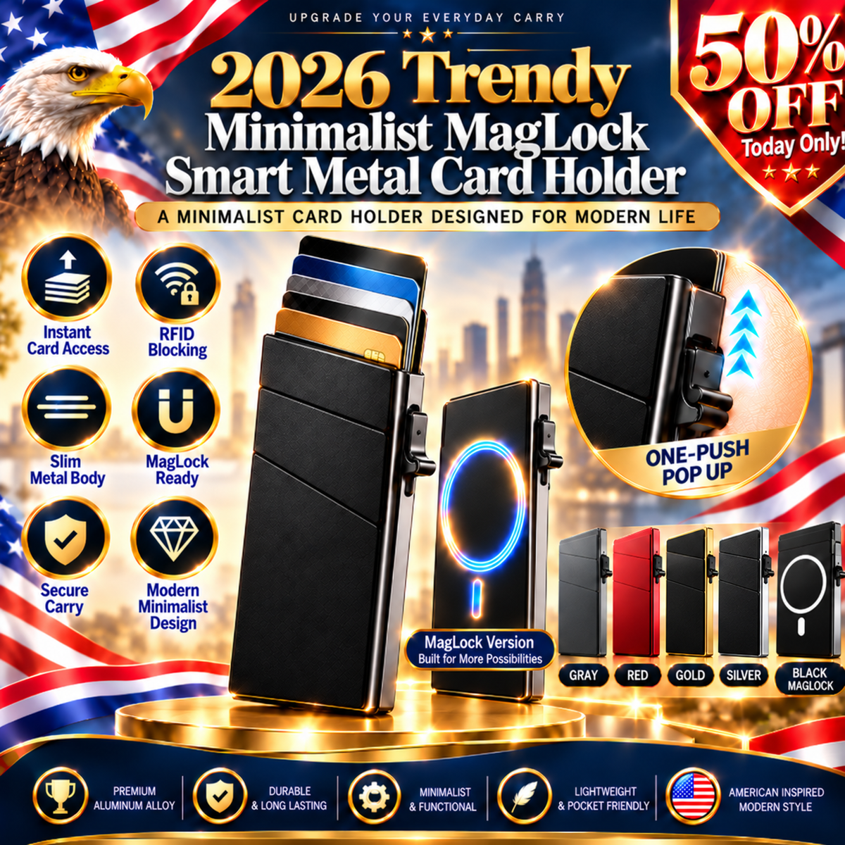 2026 Minimalist Smart Metal Card Holder