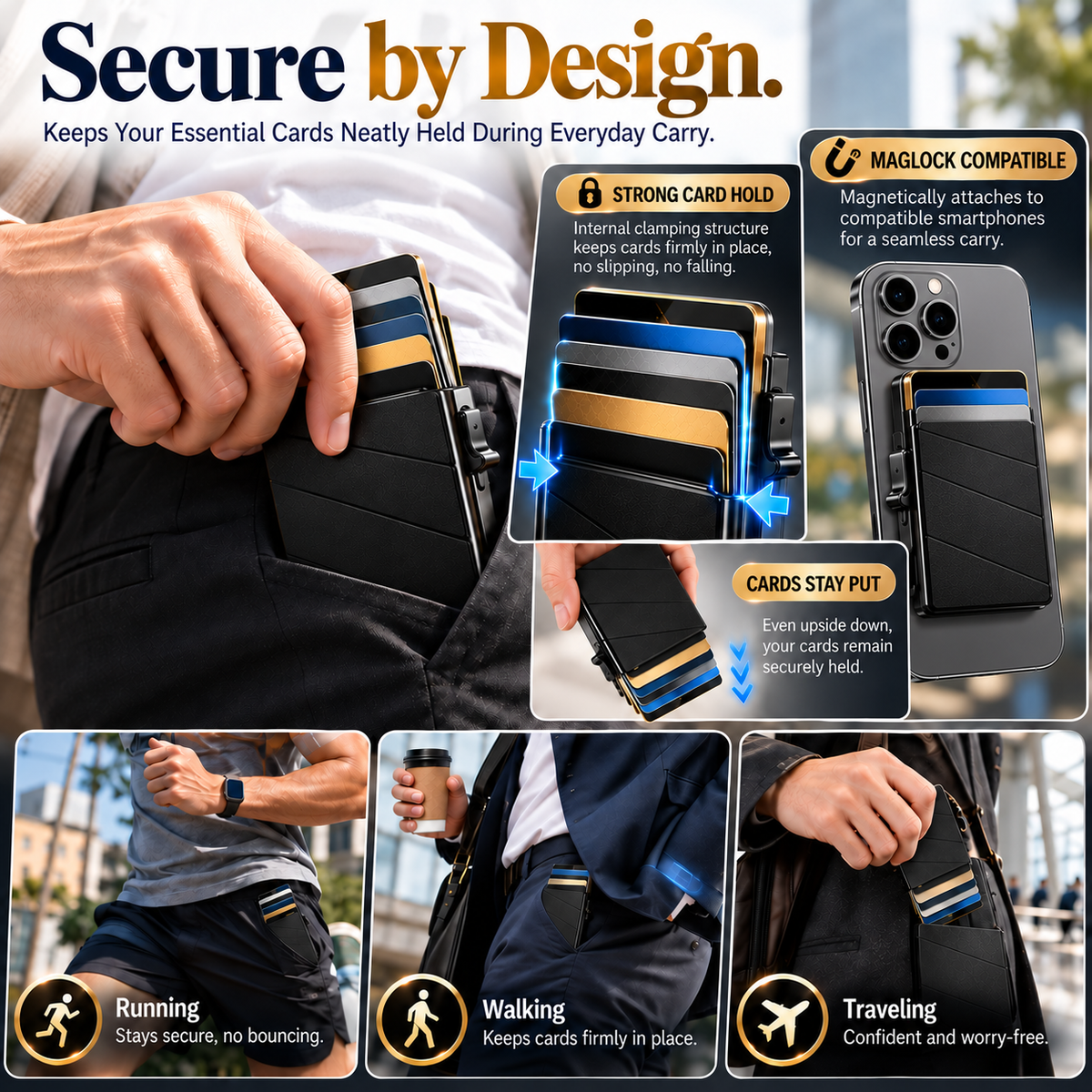 2026 Minimalist Smart Metal Card Holder — Slim, Secure & Designed for Modern Everyday Carry