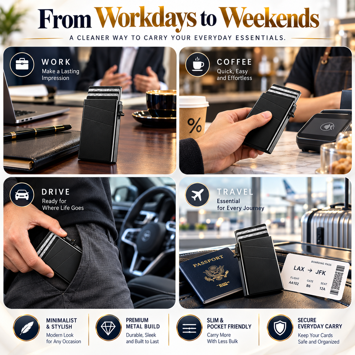 🔥 Today Only: 50% OFF | 2026 Minimalist Smart Metal Card Holder — Slim, Secure & Designed for Modern Everyday Carry