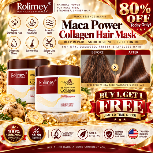 🔥Official Brand Shop |🧴Rolimey® Maca Power Collagen Hair Mask – Deep Repair, Frizz Control & Shine for Dry, Damaged Hair