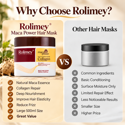 🔥Official Brand Shop |🧴Rolimey® Maca Power Collagen Hair Mask – Deep Repair, Frizz Control & Shine for Dry, Damaged Hair