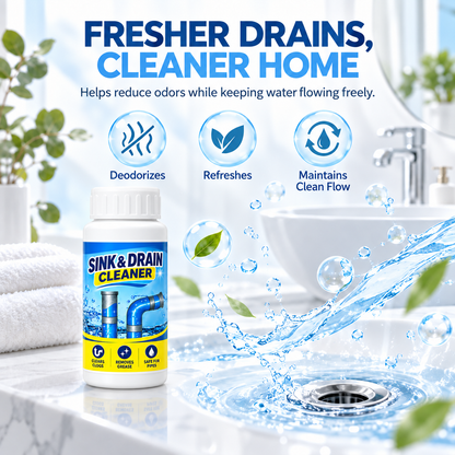 🌀Powerful Drain Cleaner - Household Kitchen & Toilet Anti-Bacterial Pipe Cleaning Agent, 99% Bacteria Kill, Odor-Free, Damage-Free Pipes, Heat Resistant, Dissolves 200+ Blockages Including Hair & Fat, Toilet Clog Fix