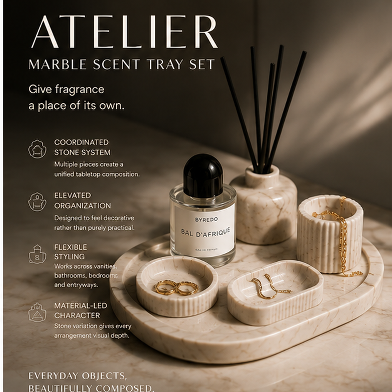 Teravoxa® ATELIER Marble Scent Tray Set