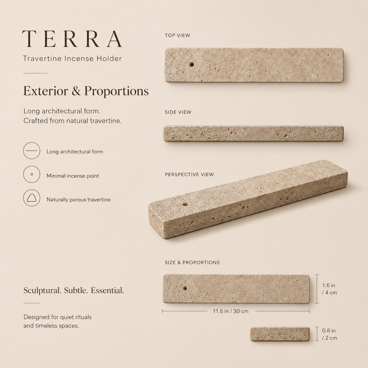 Teravoxa® TERRA Travertine Incense Holder