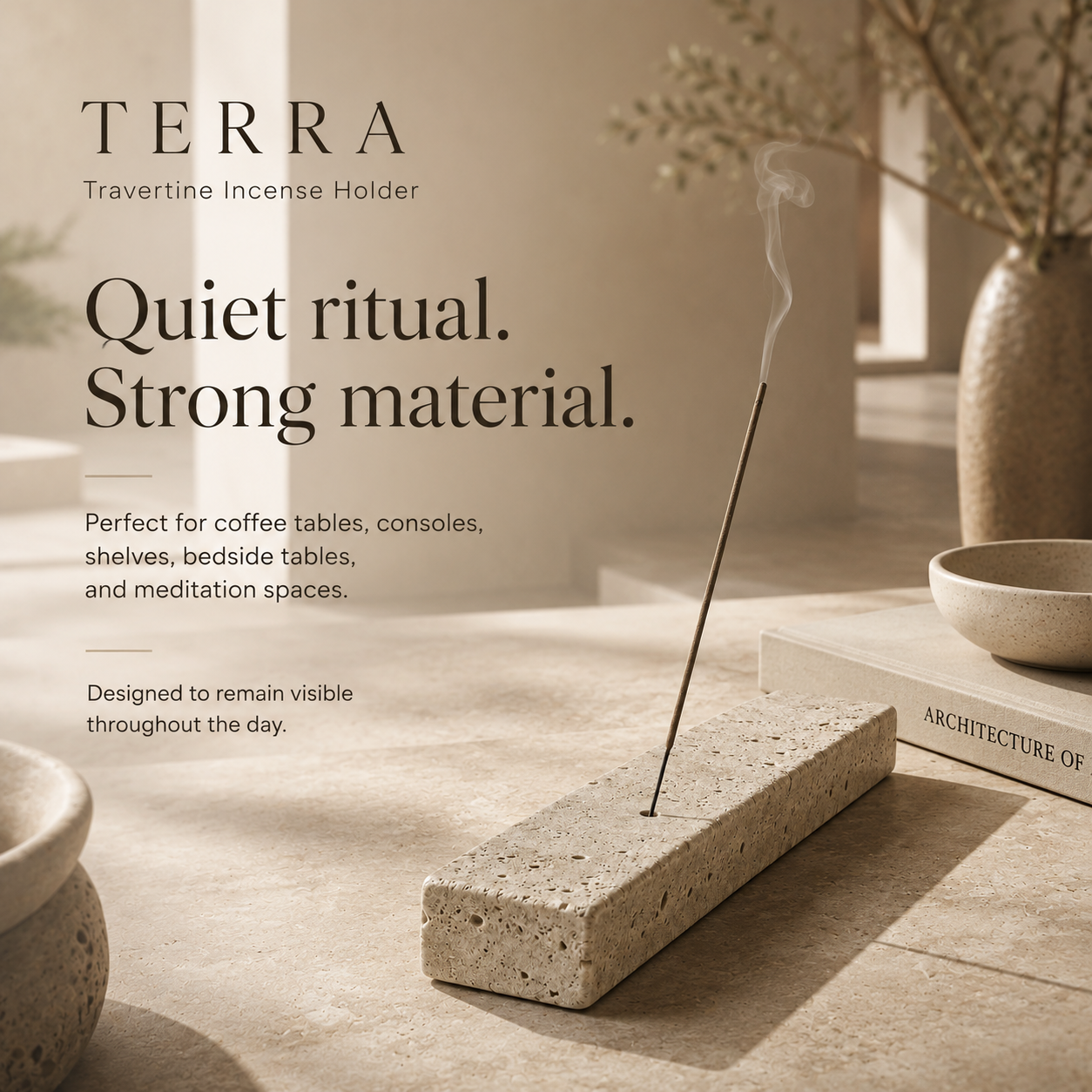 Teravoxa® TERRA Travertine Incense Holder