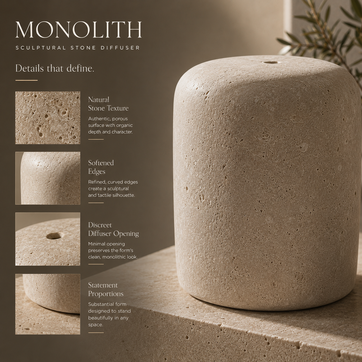 Teravoxa® MONOLITH Sculptural Stone Diffuser