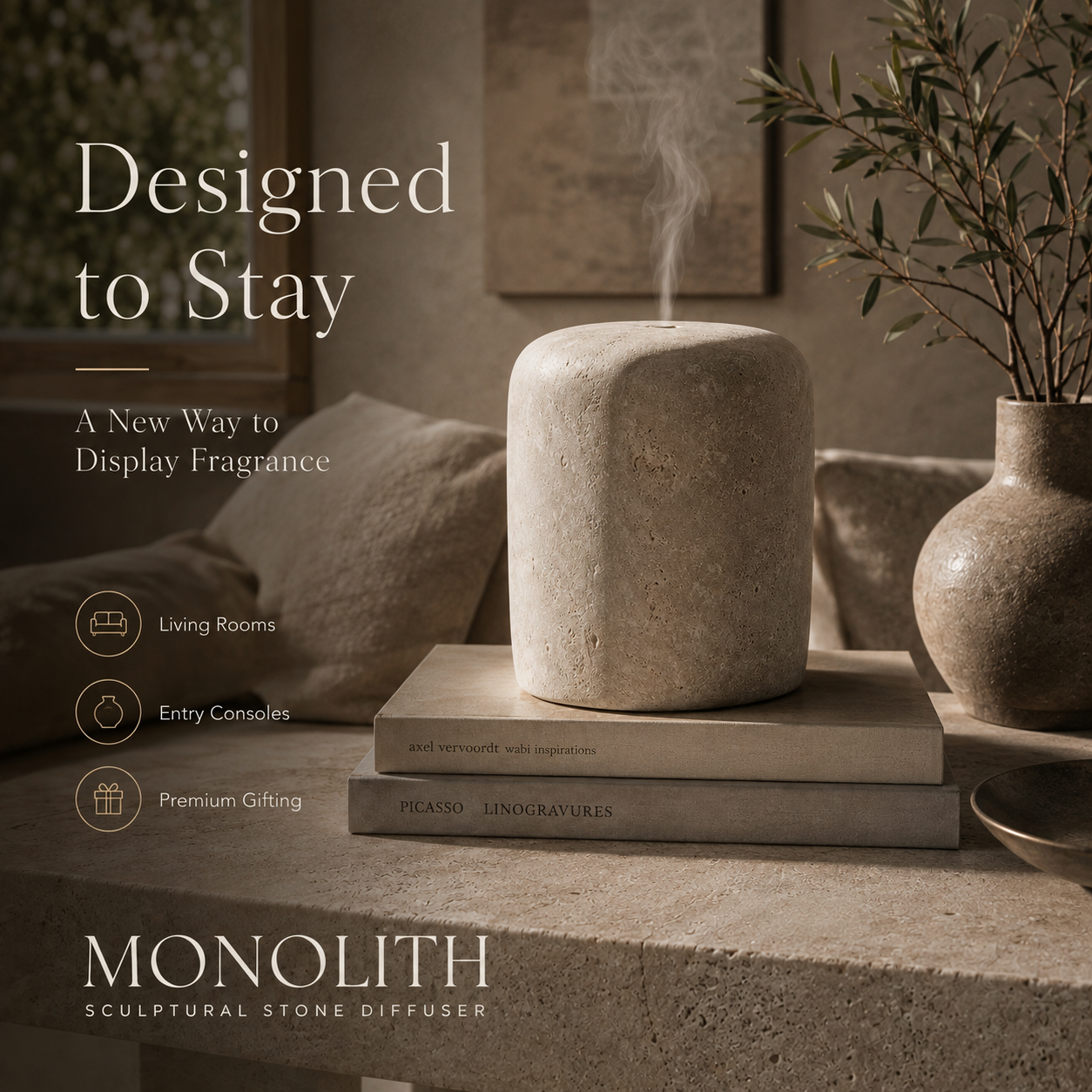 Teravoxa® MONOLITH Sculptural Stone Diffuser