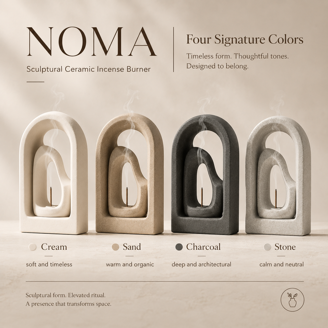Teravoxa® NOMA Sculptural Ceramic Incense Burner