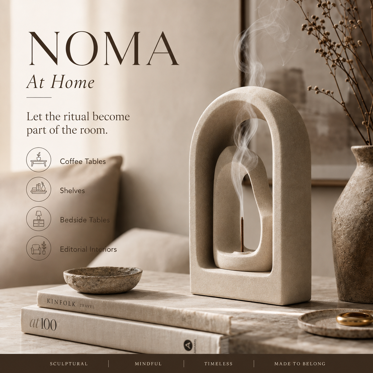 Teravoxa® NOMA Sculptural Ceramic Incense Burner