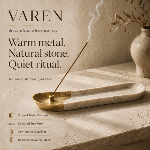 Teravoxa® VAREN Brass &amp; Stone Incense Tray