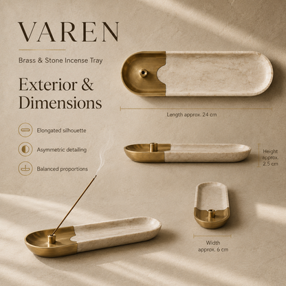Teravoxa® VAREN Brass &amp; Stone Incense Tray