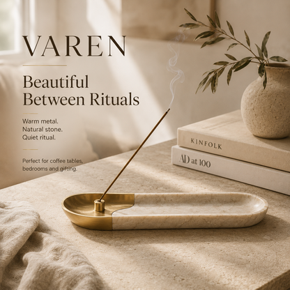Teravoxa® VAREN Brass &amp; Stone Incense Tray