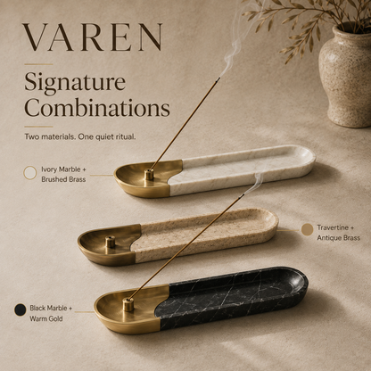 Teravoxa® VAREN Brass &amp; Stone Incense Tray