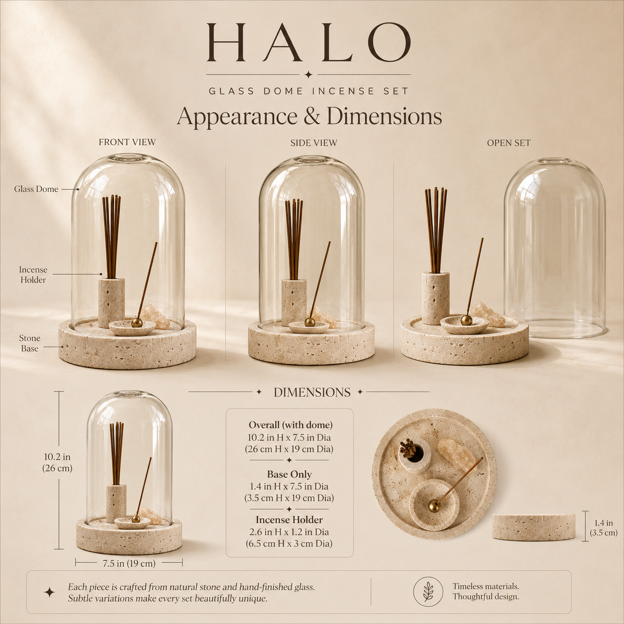 Teravoxa® HALO Glass Dome Incense Set
