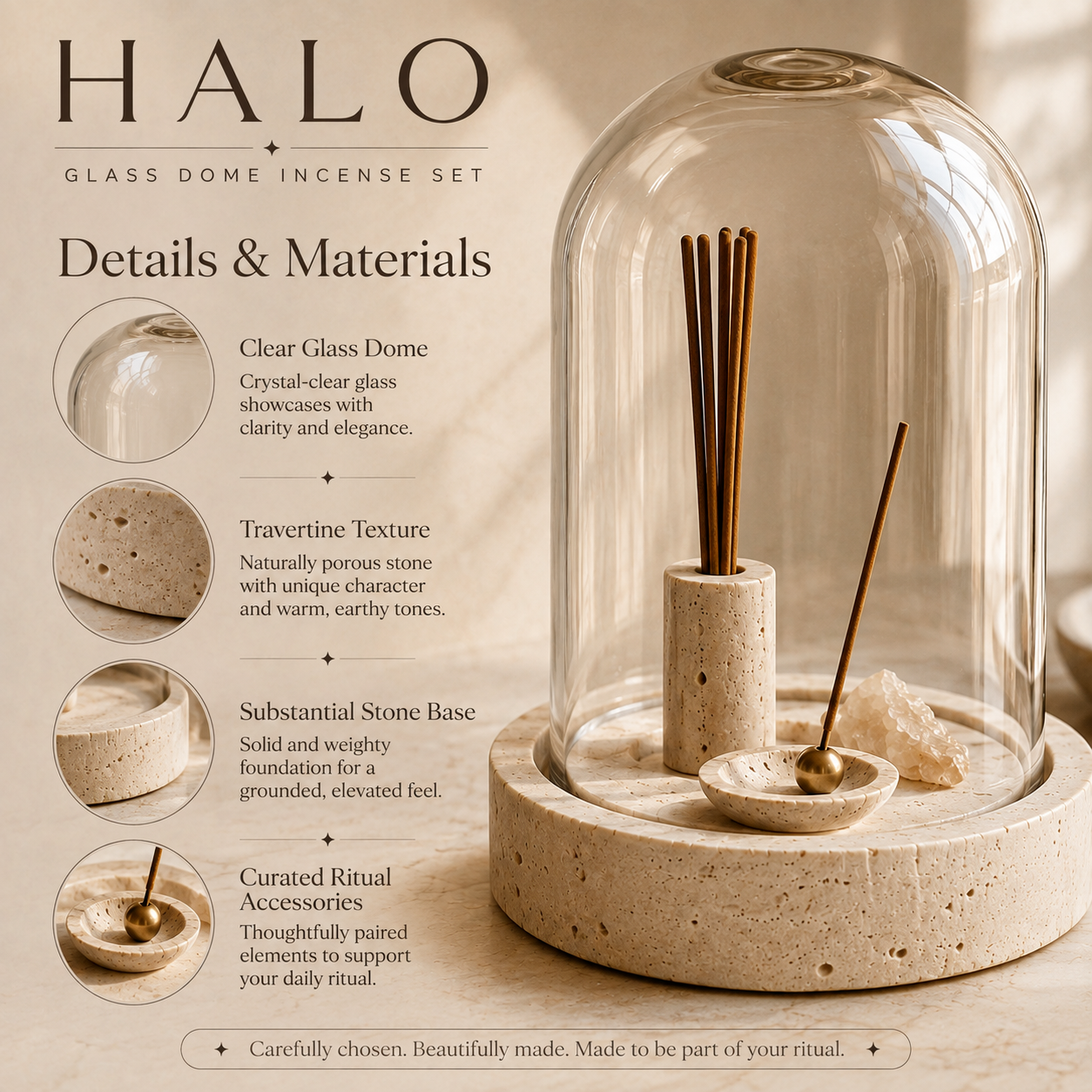 Teravoxa® HALO Glass Dome Incense Set