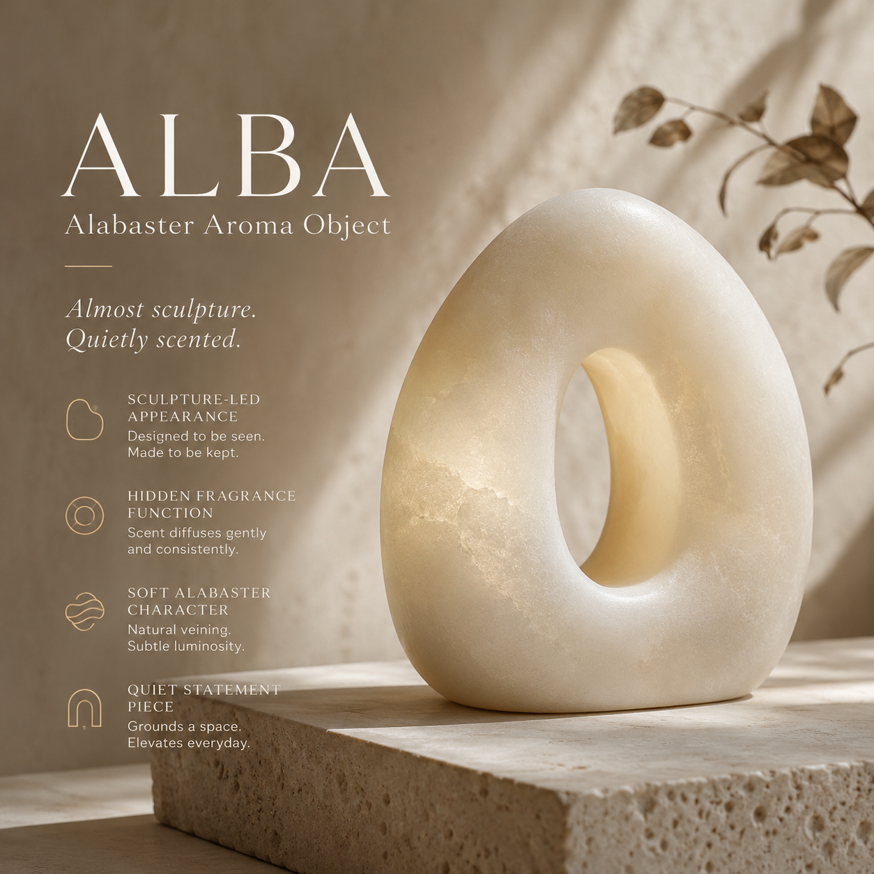 Teravoxa® ALBA Alabaster Aroma Object