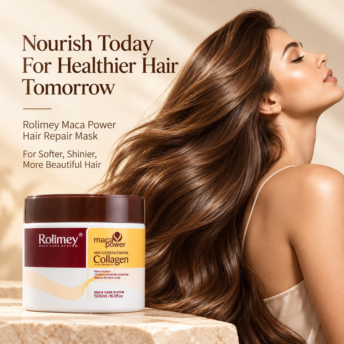 🔥Official Brand Shop |🧴Rolimey® Maca Power Collagen Hair Mask – Deep Repair, Frizz Control & Shine for Dry, Damaged Hair