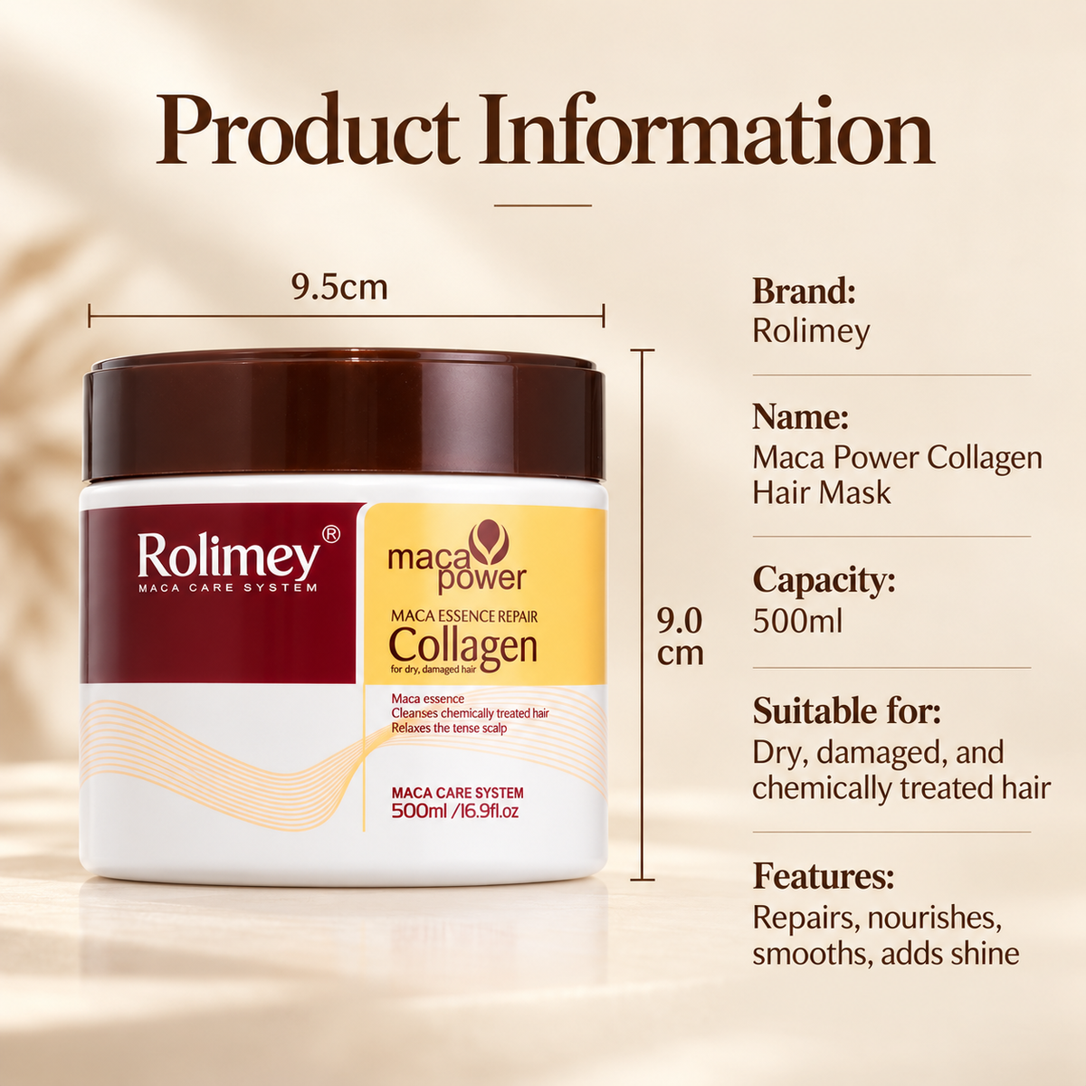 🔥Official Brand Shop |🧴Rolimey® Maca Power Collagen Hair Mask – Deep Repair, Frizz Control & Shine for Dry, Damaged Hair