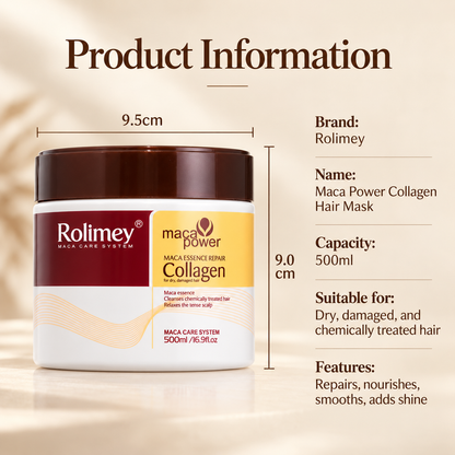 🔥Official Brand Shop |🧴Rolimey® Maca Power Collagen Hair Mask – Deep Repair, Frizz Control & Shine for Dry, Damaged Hair