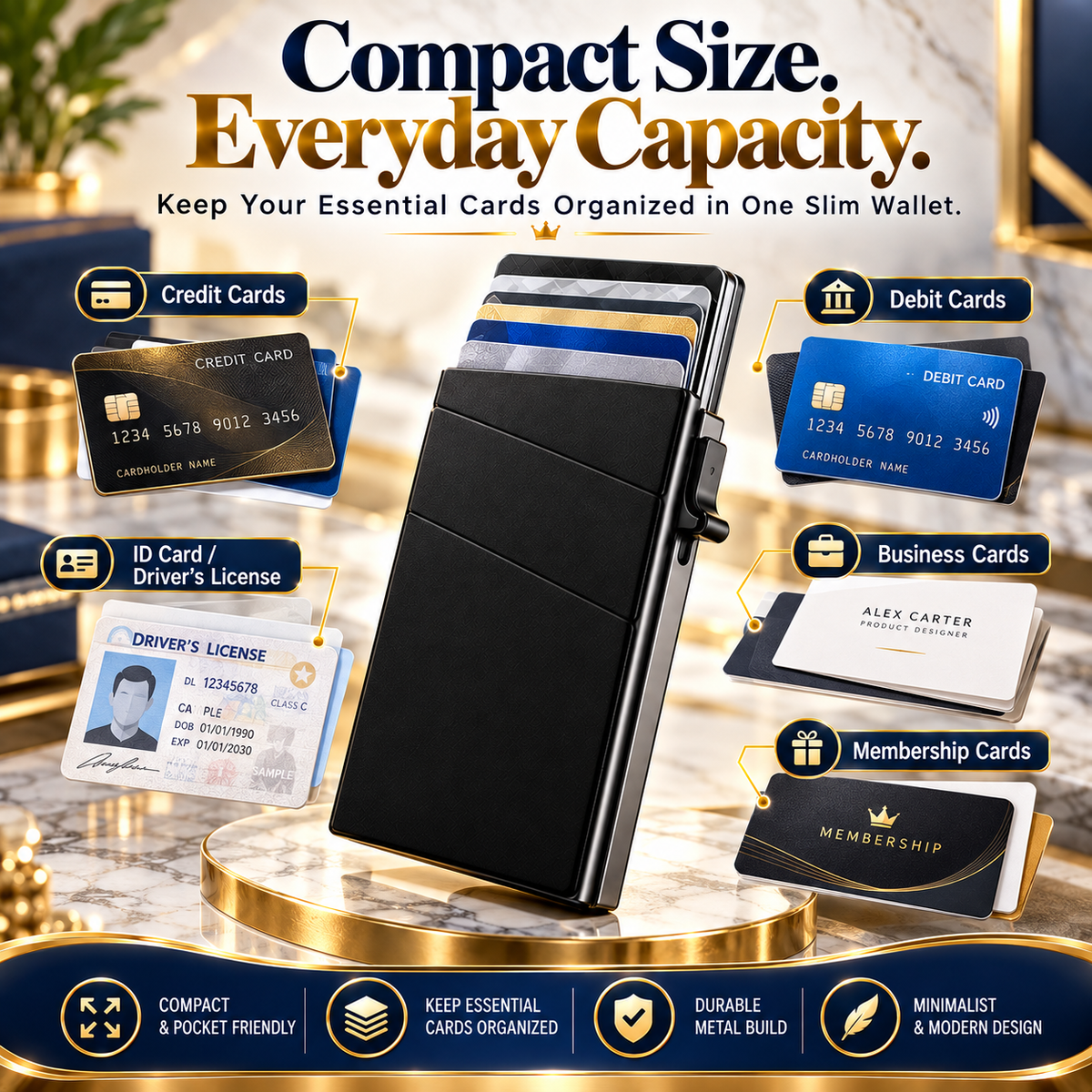 2026 Minimalist Smart Metal Card Holder — Slim, Secure & Designed for Modern Everyday Carry